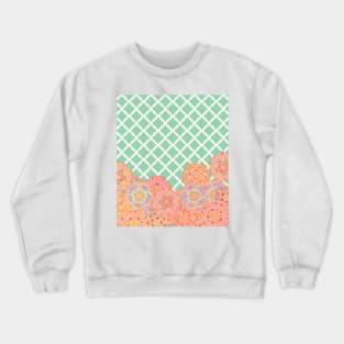 Floral Doodle on Mint Moroccan Lattice Crewneck Sweatshirt